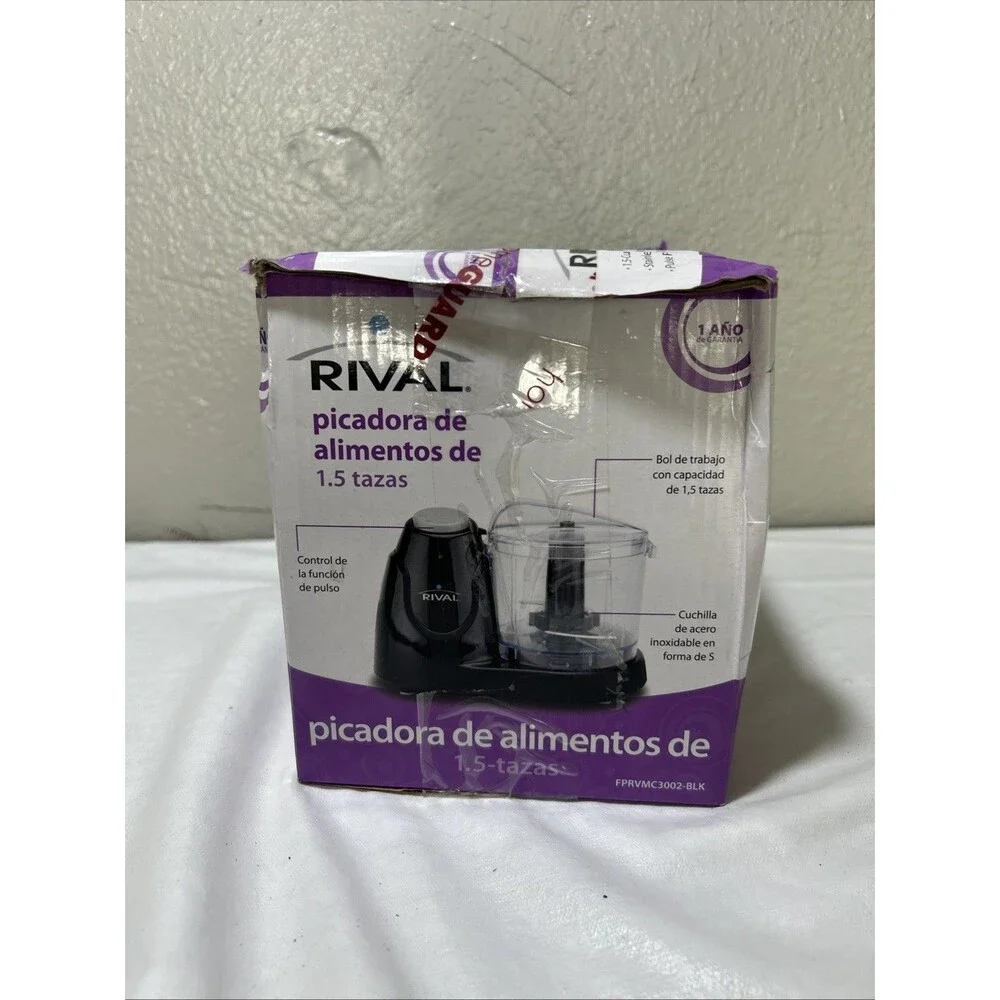 Rival 1.5 Cup Push-Function Food Chopper Black w/ Bowl Lid SS Blade FPRVMC3002